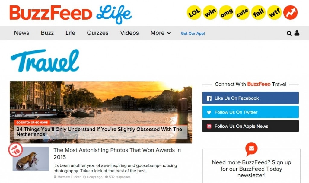 BuzzFeed Travel, una web para inspirarte para tu próximo viaje