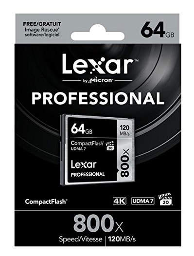 Lexar Professional - Memoria CompactFlash de 64 GB (800x, 120 MB/s)