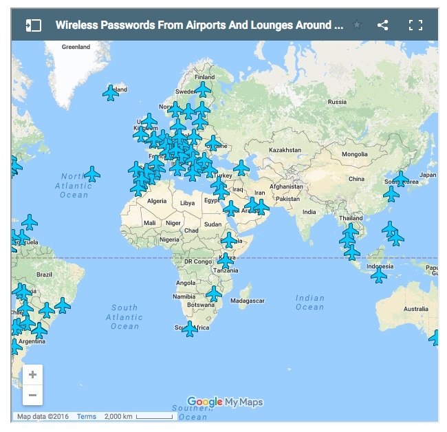 password WIFI aeropuertos de todo el mundo