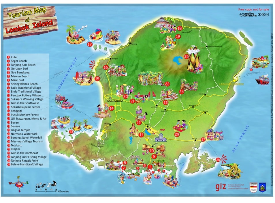 mapa de Lombok en Indonesia